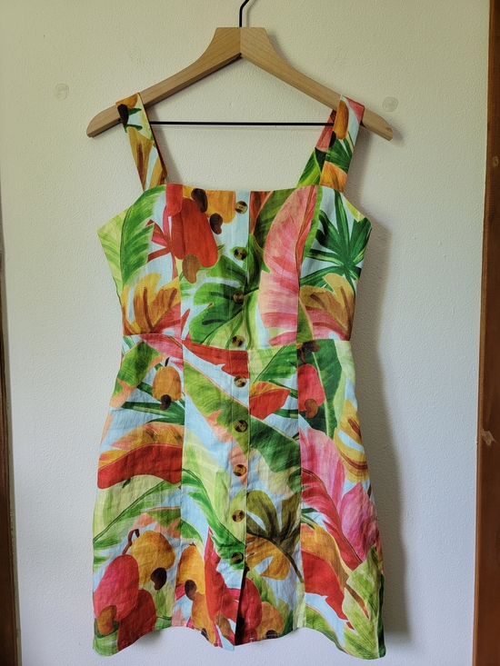 Anthropologie Dresses & Skirts - Anthropologie Farm Rio Nisa Linen Mini Dress Tropical Sz S EUC